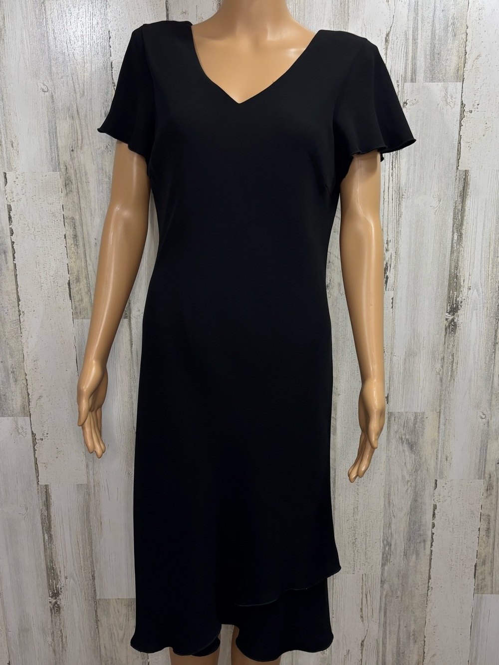 SL Fashions Black V-Neck Flutter Sleeve Midi Dress